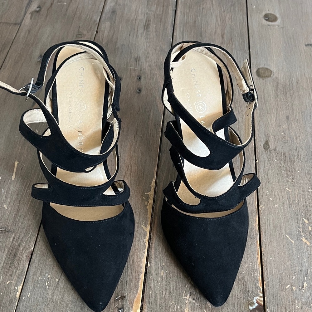 Chinese Laundry Black Strappy Heels - Picture 2 of 7
